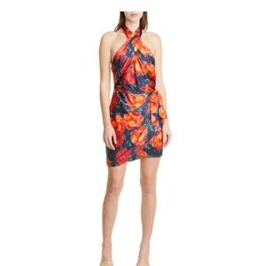 Cinq à Sept Red and Orange Floral Mini Dress